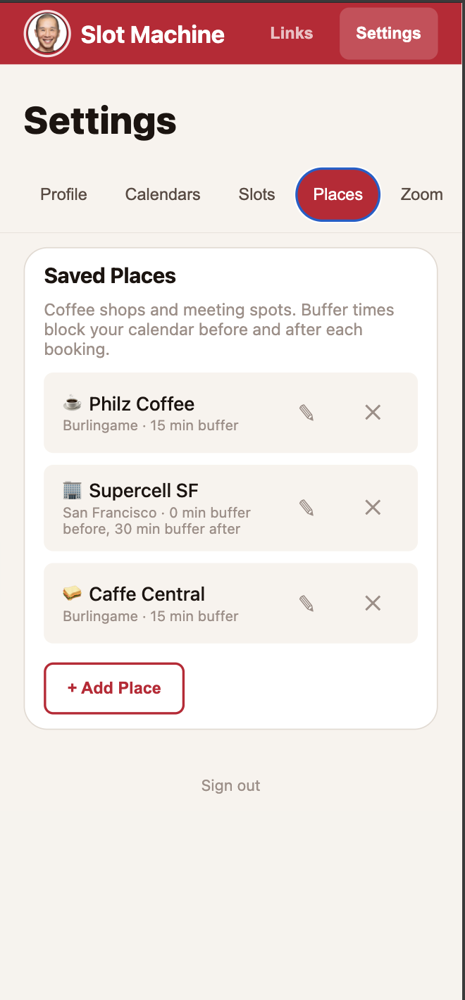 Saved places