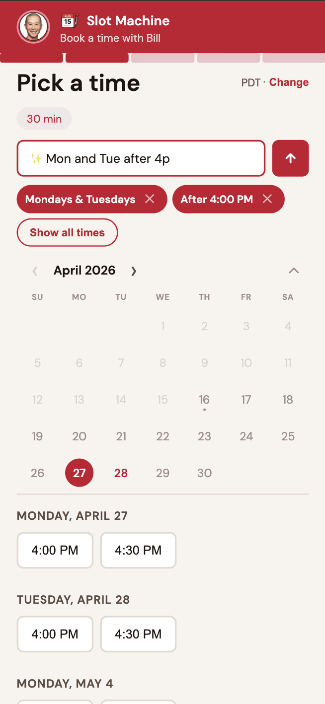 Time slot picker
